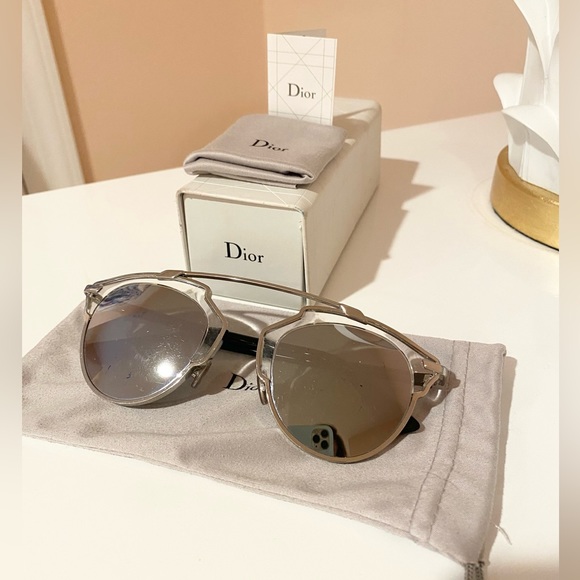 Dior SoReal Mirrored Aviator Sunglasses // Silver - Picture 5 of 9